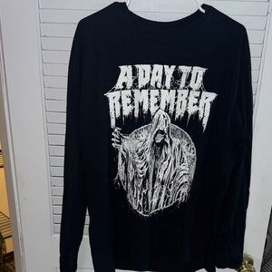 Gildan Black Long Sleeve Shirt with White A Day To Remember Graphic